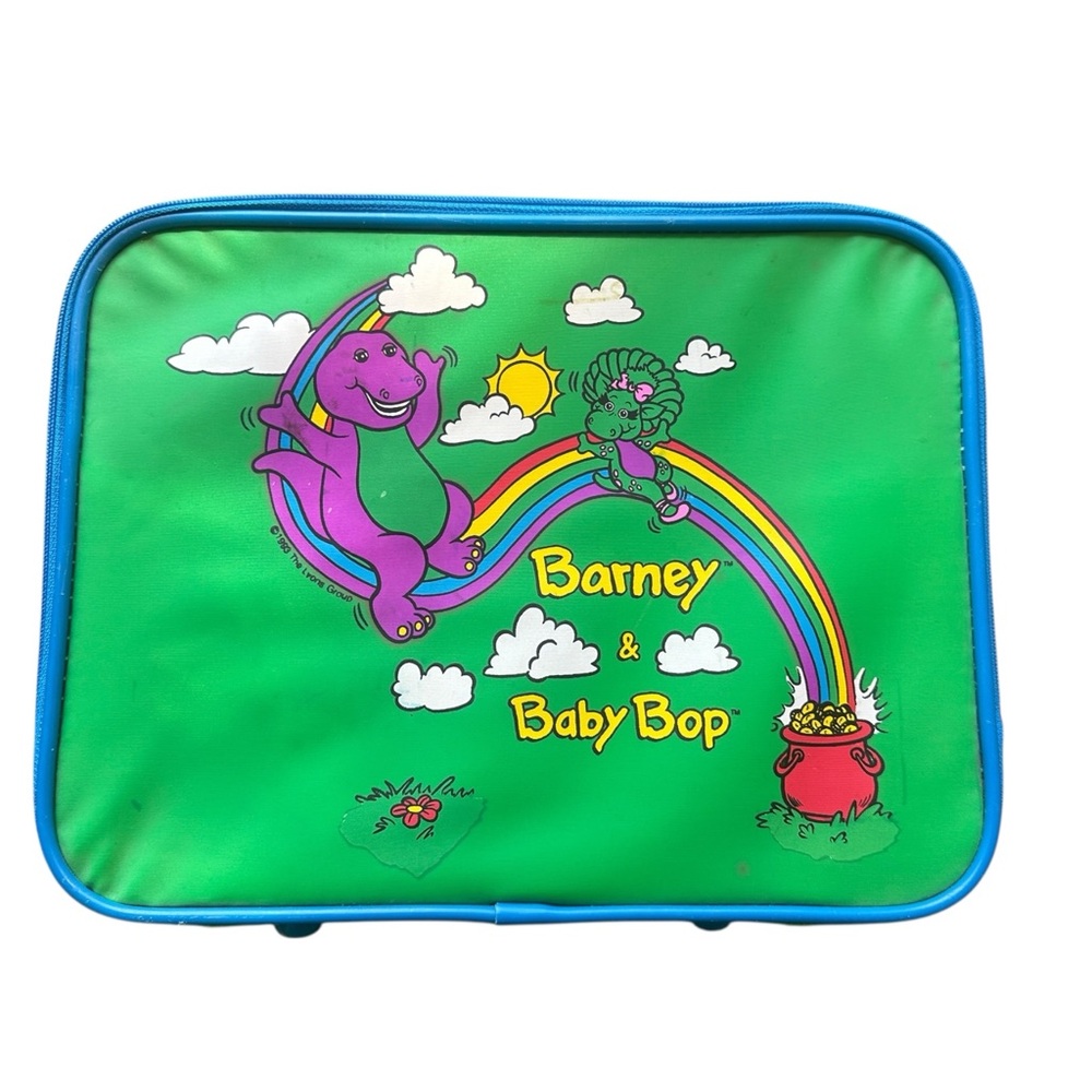 Barney & Baby Bop Suitcase & Small Tote Bag Set VINTAGE - Picture 2 of 9